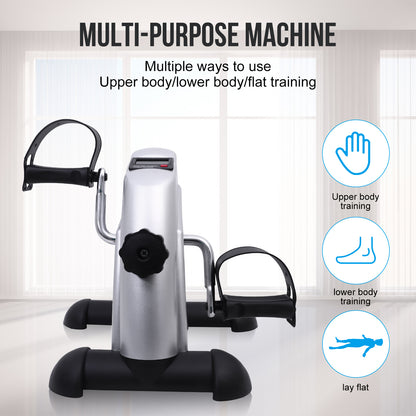 Mini Exercise Bike, Under Desk Bike Pedal Exerciser, Peddler Exerciser, Portable Foot Cycle Arm & Leg Peddler Machine with LCD Screen Displays