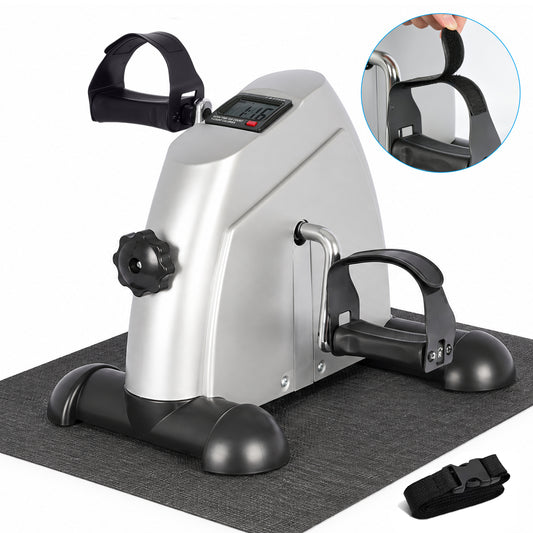Mini Exercise Bike, Under Desk Bike Pedal Exerciser, Peddler Exerciser, Portable Foot Cycle Arm & Leg Peddler Machine with LCD Screen Displays