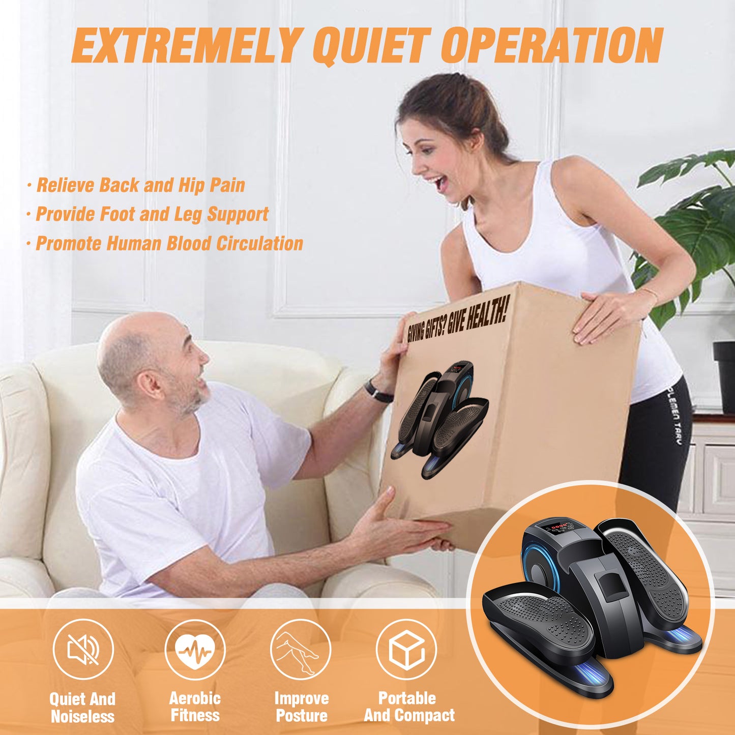 Rican Under Desk Elliptical, Electric Seated Foot & Leg Pedal Exerciser While Sitting for Seniors