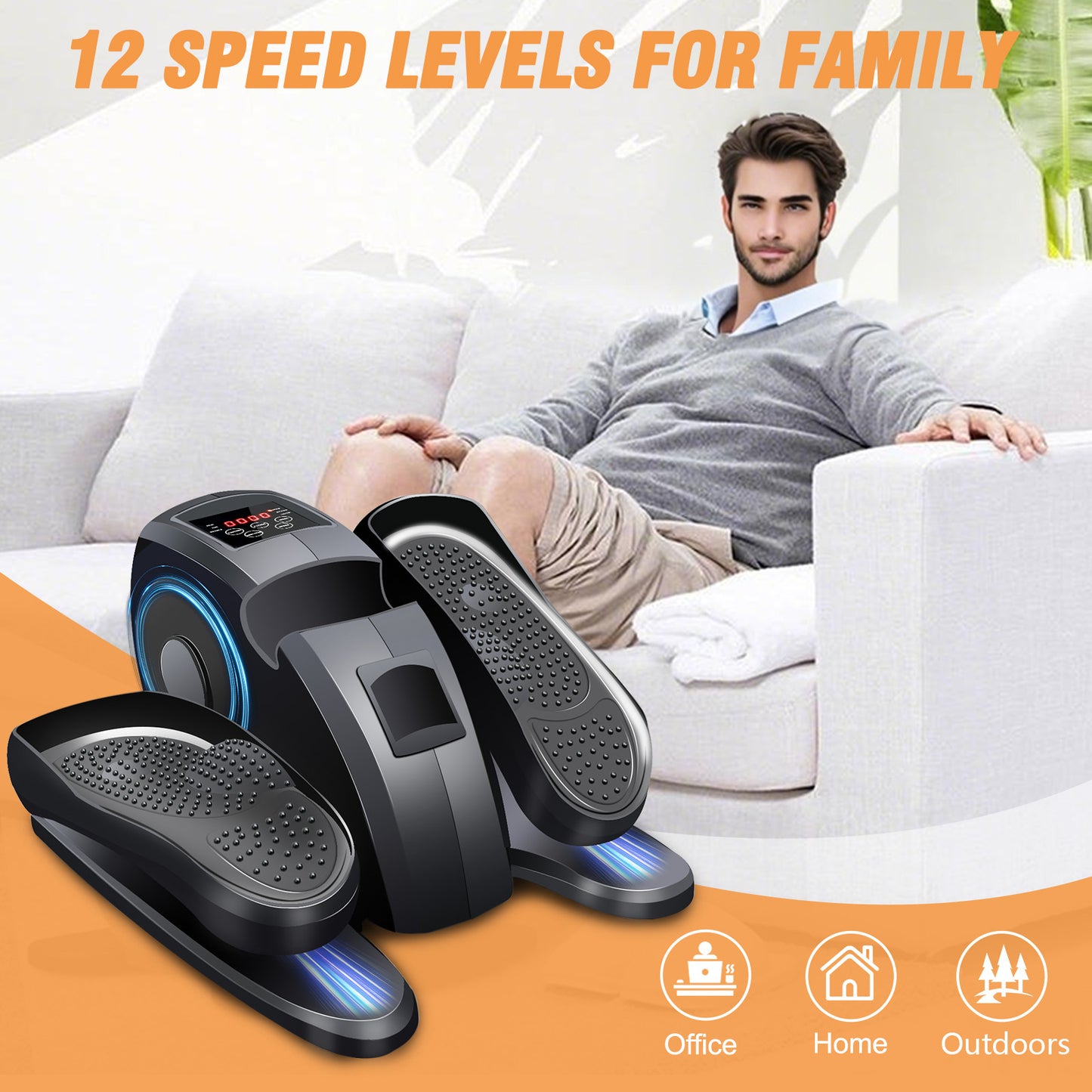 Rican Under Desk Elliptical, Electric Seated Foot & Leg Pedal Exerciser While Sitting for Seniors