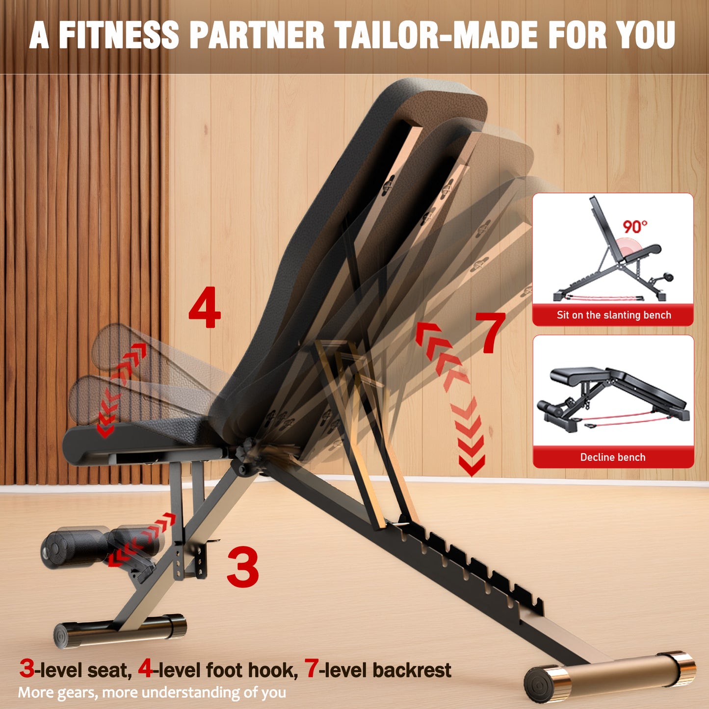 Weight Bench, Foldable 8-in-1 Workout Bench for Full Body Exercise, 1000lb Max Load, Adjustable Fitness Bench for Home Gym Strength Training