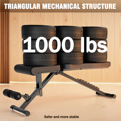 Weight Bench, Foldable 8-in-1 Workout Bench for Full Body Exercise, 1000lb Max Load, Adjustable Fitness Bench for Home Gym Strength Training
