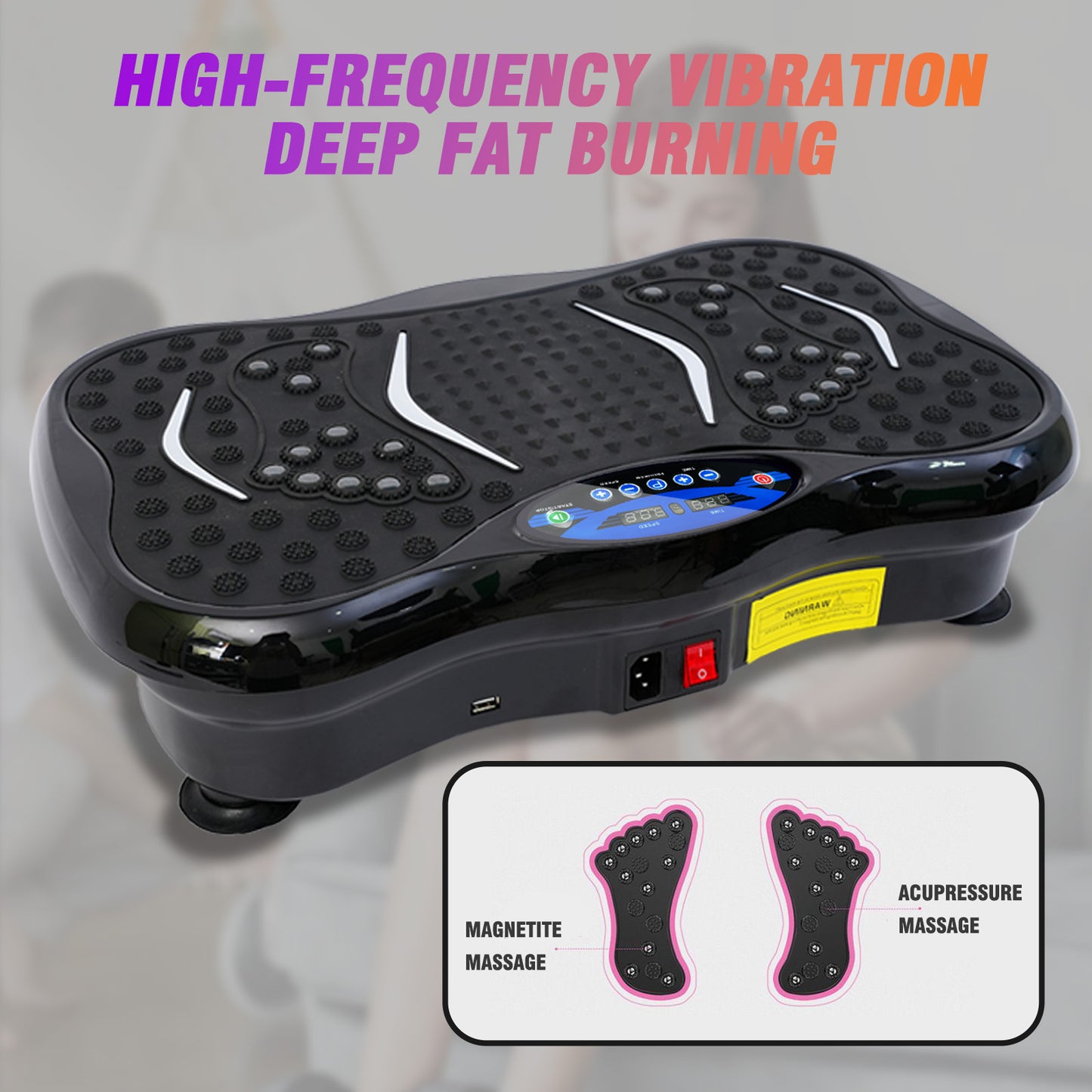 Vibration Plate for Exercise Fitness Platform Exercise Machine Vibrating Lymphatic Drainage Shaking Full Body Shaker Workout Vibrate Stand Shake Board for Weight Loss Fat Burner