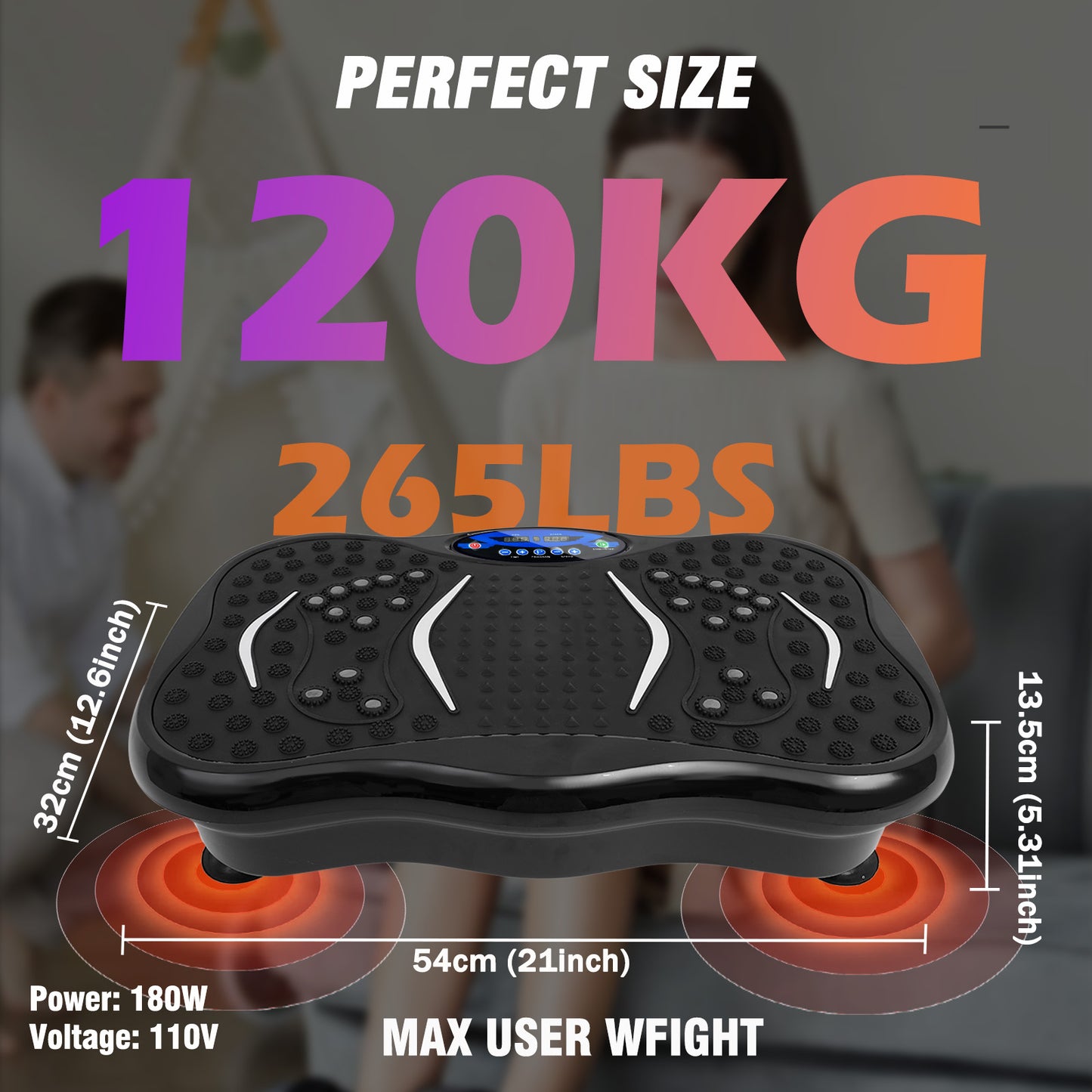 Vibration Plate for Exercise Fitness Platform Exercise Machine Vibrating Lymphatic Drainage Shaking Full Body Shaker Workout Vibrate Stand Shake Board for Weight Loss Fat Burner