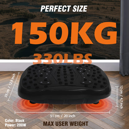 Vibration Plate Exercise Machine with Resistance Bands, Vibrating Plate Machine with Remote Control and Bluetooth Function for Home Fitness and Health Maintenance, Black