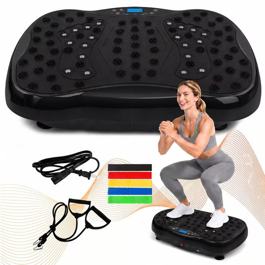 Vibration Plate Exercise Machine with Resistance Bands, Vibrating Plate Machine with Remote Control and Bluetooth Function for Home Fitness and Health Maintenance, Black