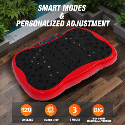 RICAN Vibration Plate Exercise Machine 330lb, Vibration Board for Lymphatic Drainage, Full Body Workout Vibrating Fitness Platform, Waver Stand for Weight Loss, Red
