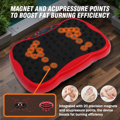 RICAN Vibration Plate Exercise Machine 330lb, Vibration Board for Lymphatic Drainage, Full Body Workout Vibrating Fitness Platform, Waver Stand for Weight Loss, Red