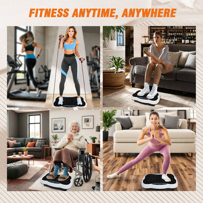 RICAN Vibration Plate Exercise Machine 330lb, Full Body Workout Vibrating Fitness Platform with Resistance Bands, Home Gym Equipment for&nbsp;Body Toning, White