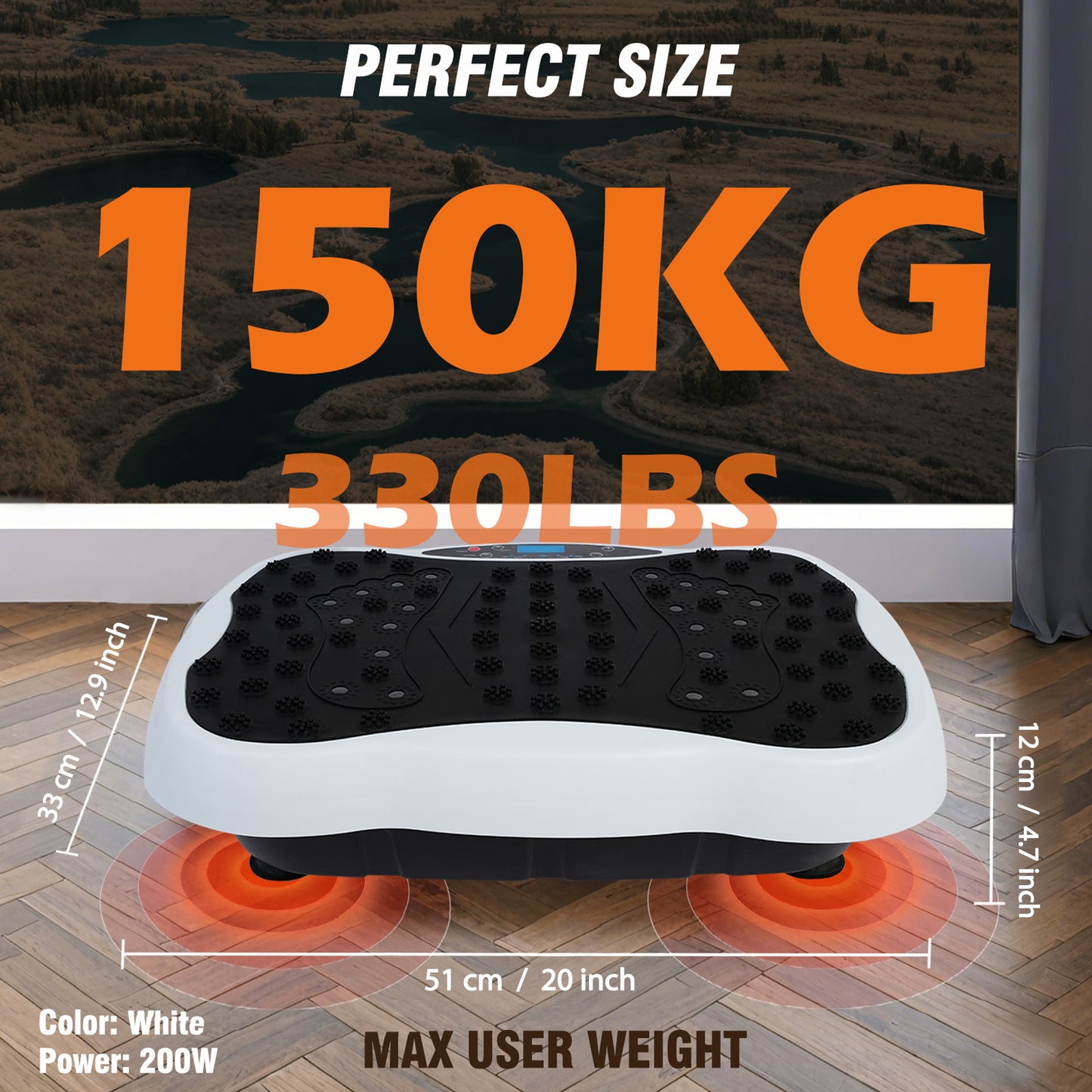 RICAN Vibration Plate Exercise Machine 330lb, Full Body Workout Vibrating Fitness Platform with Resistance Bands, Home Gym Equipment for&nbsp;Body Toning, White