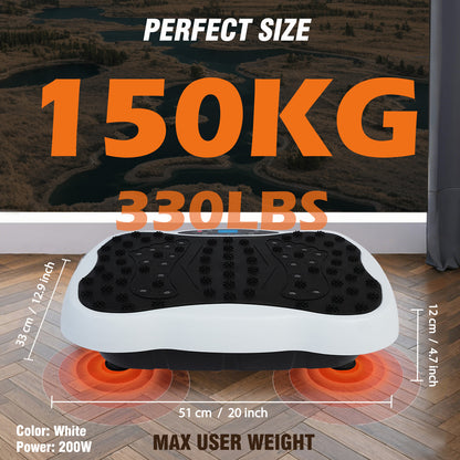 RICAN Vibration Plate Exercise Machine 330lb, Full Body Workout Vibrating Fitness Platform with Resistance Bands, Home Gym Equipment for&nbsp;Body Toning, White