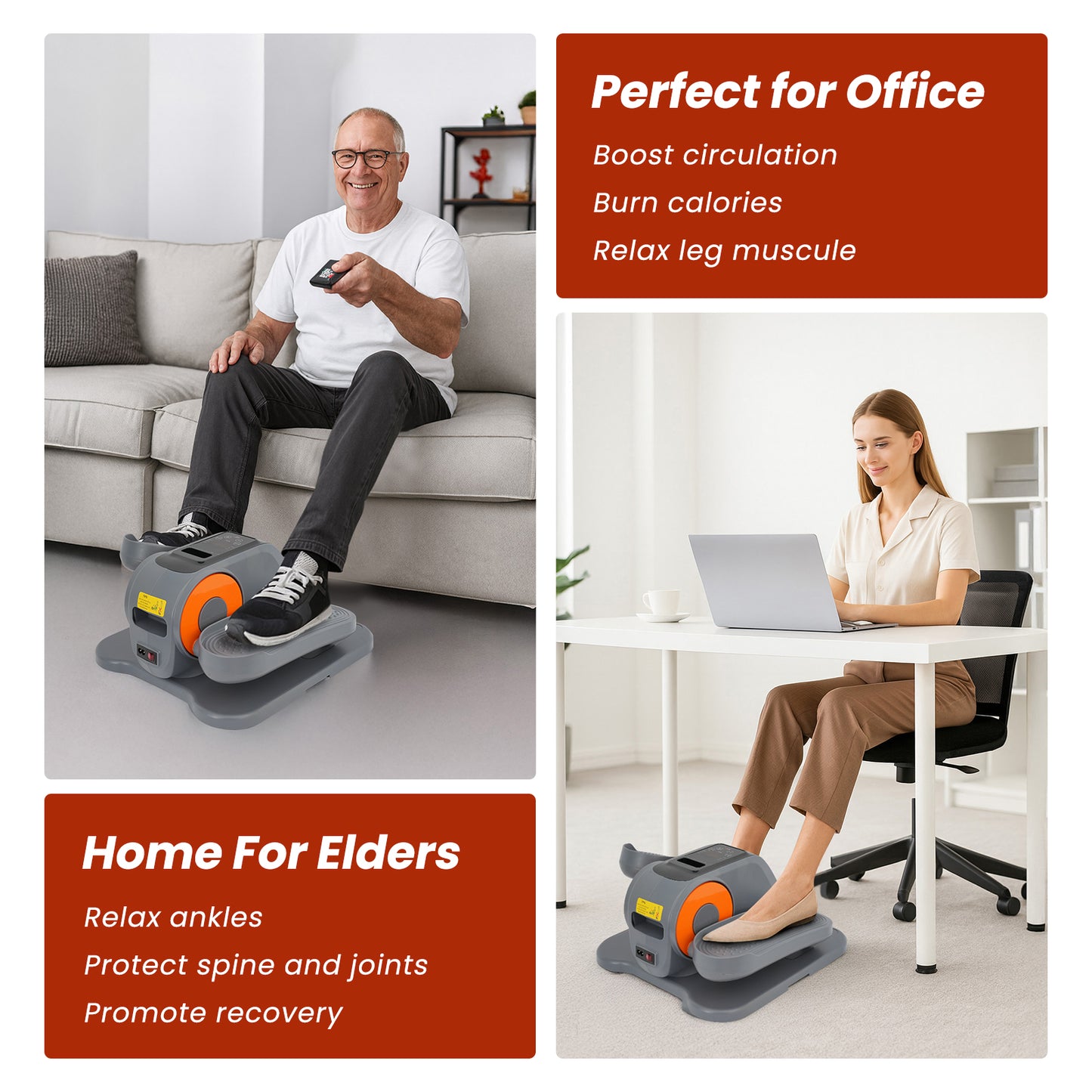 Under Desk Elliptical Machine, Quiet & Portable Leg Ellipse Exerciser with Remote Control & 12 Adjustable Speeds, Elliptical Exercise Machine with Dual Modes for Home Office Fitness