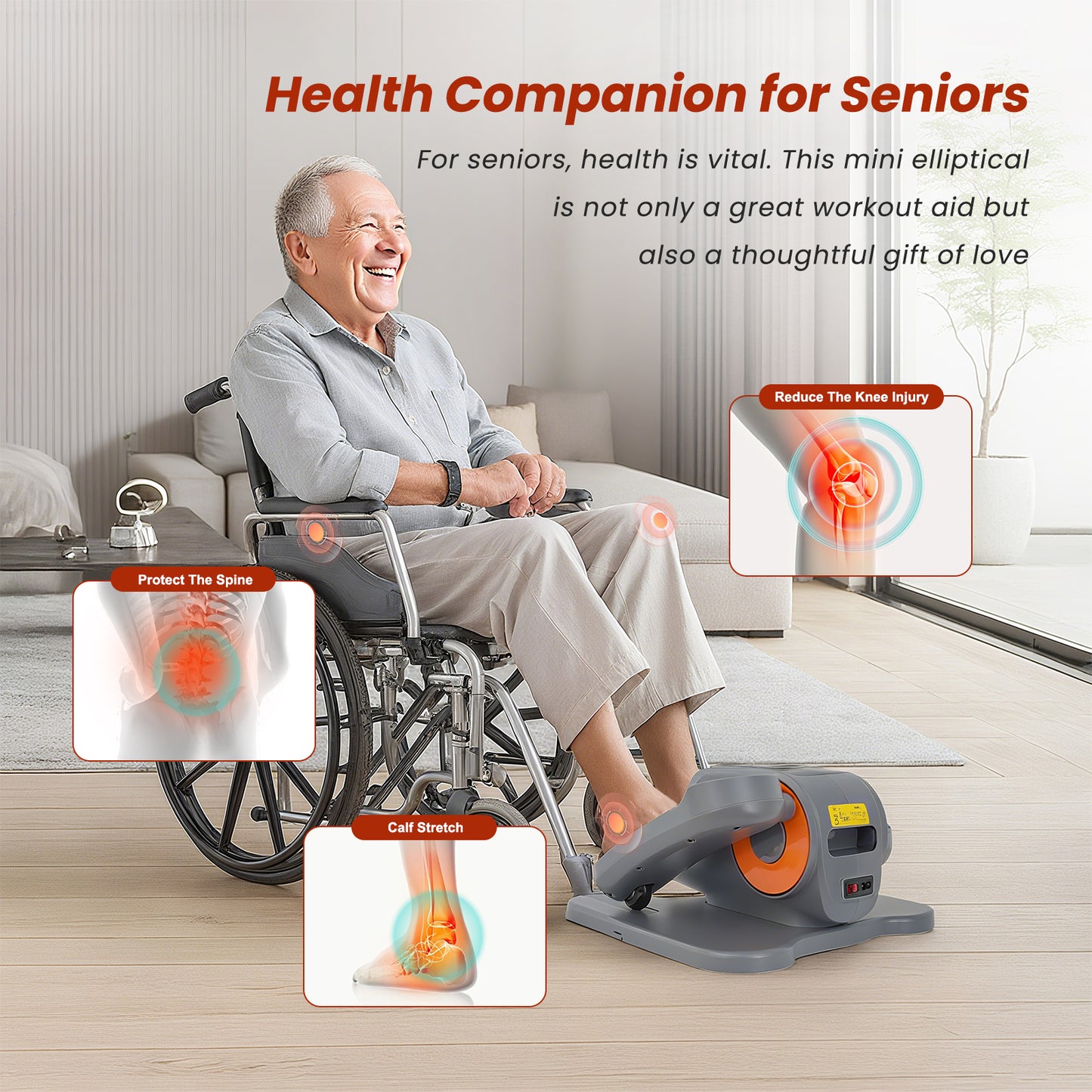 Under Desk Elliptical Machine, Quiet & Portable Leg Ellipse Exerciser with Remote Control & 12 Adjustable Speeds, Elliptical Exercise Machine with Dual Modes for Home Office Fitness