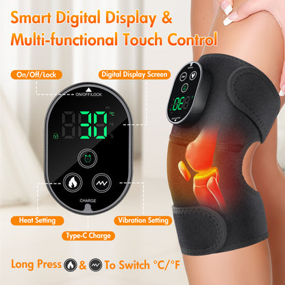 Baokaler Heated Knee Massager, Vibration Knee Heating Pad, 3 in 1 Cordless Shoulder & Elbow Brace with 6 Heat Level 3 Vibration for Joint Stress, Perfect Gifts for Family Friends