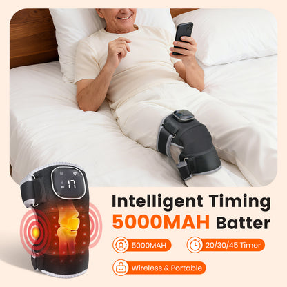 Heated Knee Massager with Red Light, Cordless Knee Wrap with Vibration Massage, 660 & 850nm Red Light for Joint/Elbow/Shoulder Massager for Family