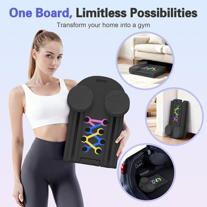 CATGOOD Foldable Pilates Board, Pilates Reformer Set, 15-in-1 Multifunctional Abdominal Board, Adjustable Push-Up Handles, Full Body Workout Equipment for Home, Black