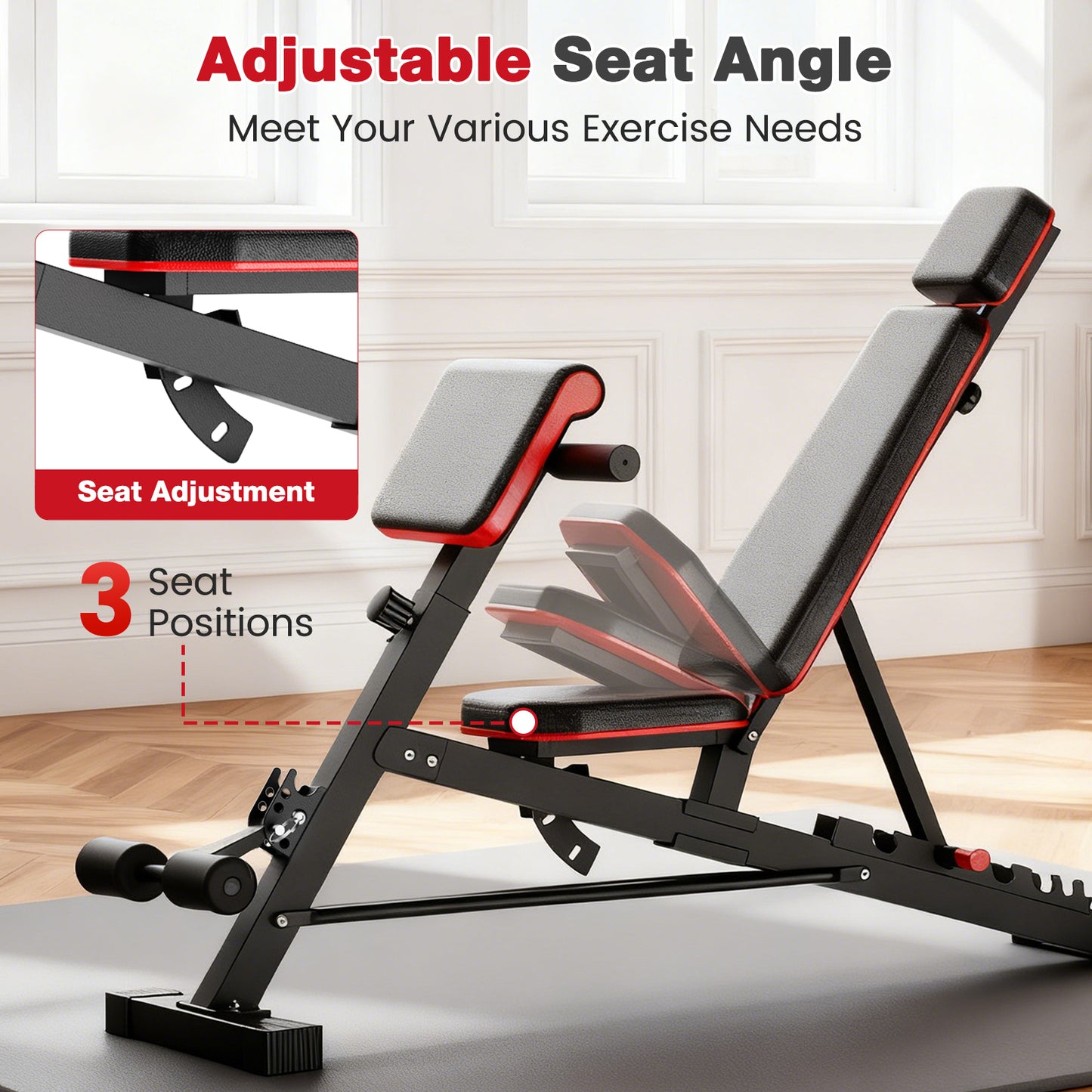 BAOKALER Weight Bench, 1000LBS Max Load, 8 in 1 Dumbbell Bench with Adjustable Seat Angles, Incline, Decline, and Flat Bench Roman Chair for Full Body Home Gym Workout