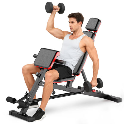 BAOKALER Weight Bench, 1000LBS Max Load, 8 in 1 Dumbbell Bench with Adjustable Seat Angles, Incline, Decline, and Flat Bench Roman Chair for Full Body Home Gym Workout