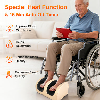 Foot Massager, Foot and Calf Massage Machine, Shiatsu Deep Tissue Massage Machine with Heat, Leg Massager with Massage Roller, Gifts for Mom and Dad, Gold