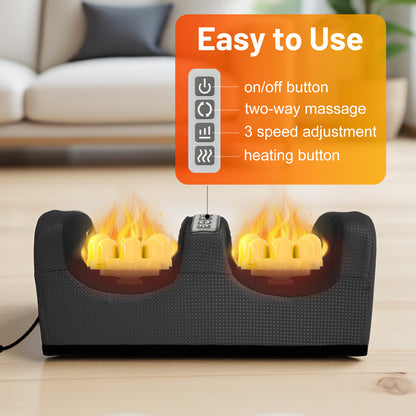 Foot Massager, Shiatsu Foot Massager, Deep Tissue Massage Machine with Heat, Foot Massager and Calf Massager with Massage Roller, Gifts for Mom & Dad, Black