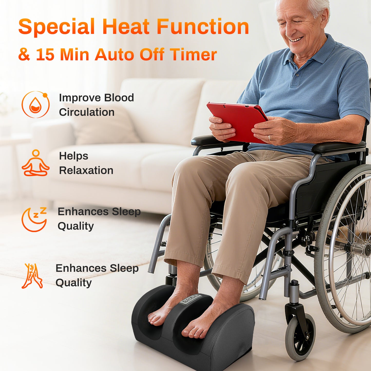 Foot Massager, Shiatsu Foot Massager, Deep Tissue Massage Machine with Heat, Foot Massager and Calf Massager with Massage Roller, Gifts for Mom & Dad, Black