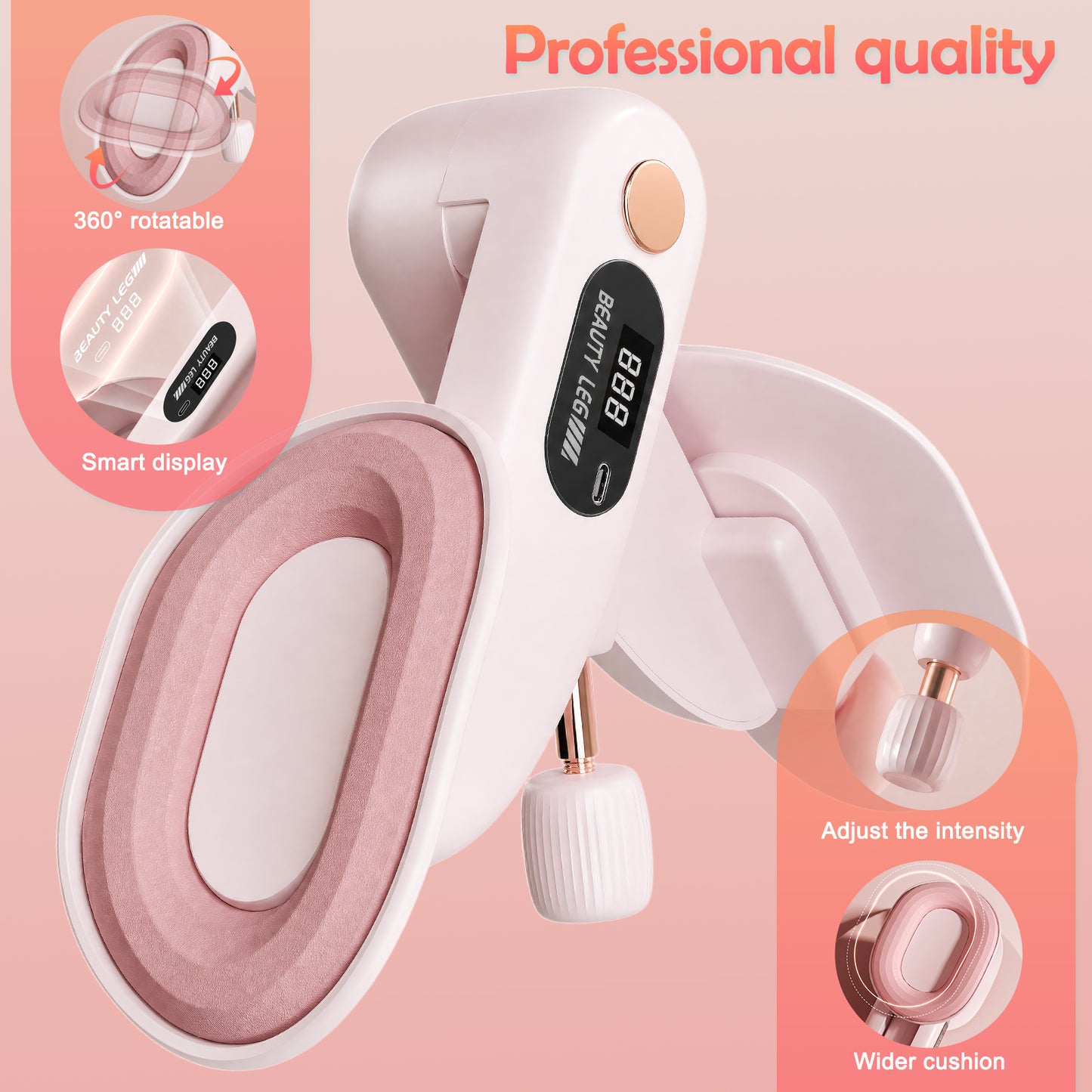 RICAN Thigh Trainer, 35lb Resistance Pelvic Floor Muscle Trainer, Inner Thigh Exerciser for Women, Home Workout Equipment, Pink