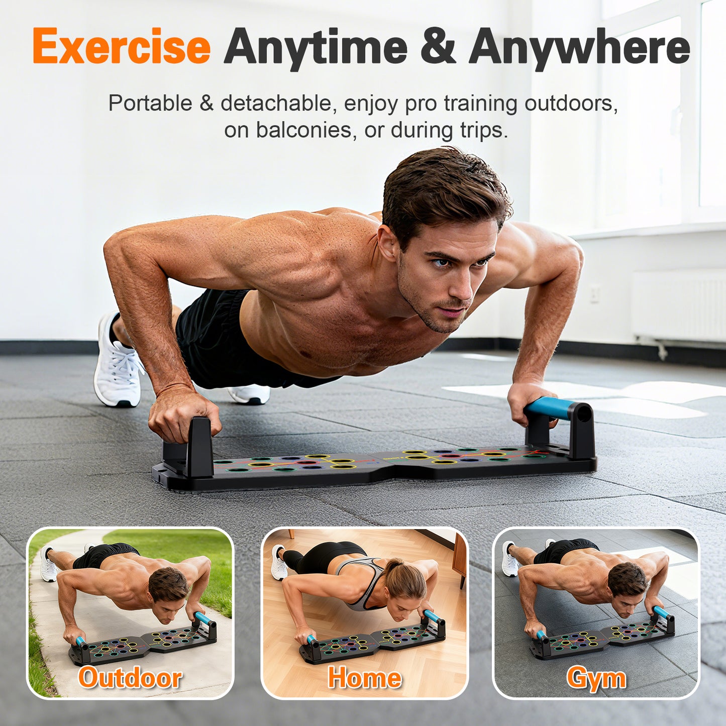 Rican Push up Board, Multifunctional Folding Push up Board, Portable Folding Push up Exercise Equipment, Suitable for Chest and Back Exercises, Fitness Strength Training Equipment
