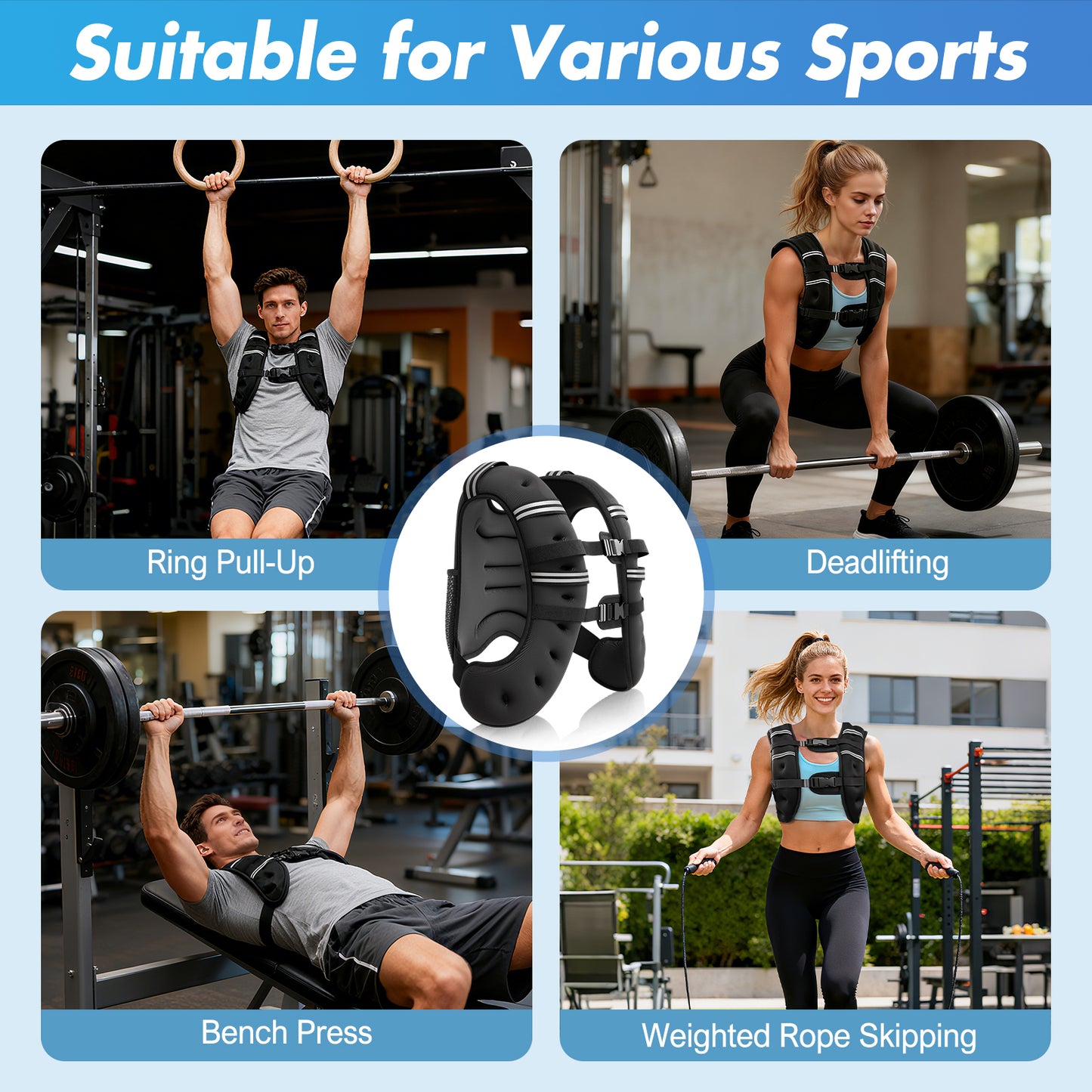 BAOKALER Weighted Vest 22lb with Reflective Strips, Ideal for Men & Women, Suitable for Strength Training, Running, Muscle Building & Weight Loss