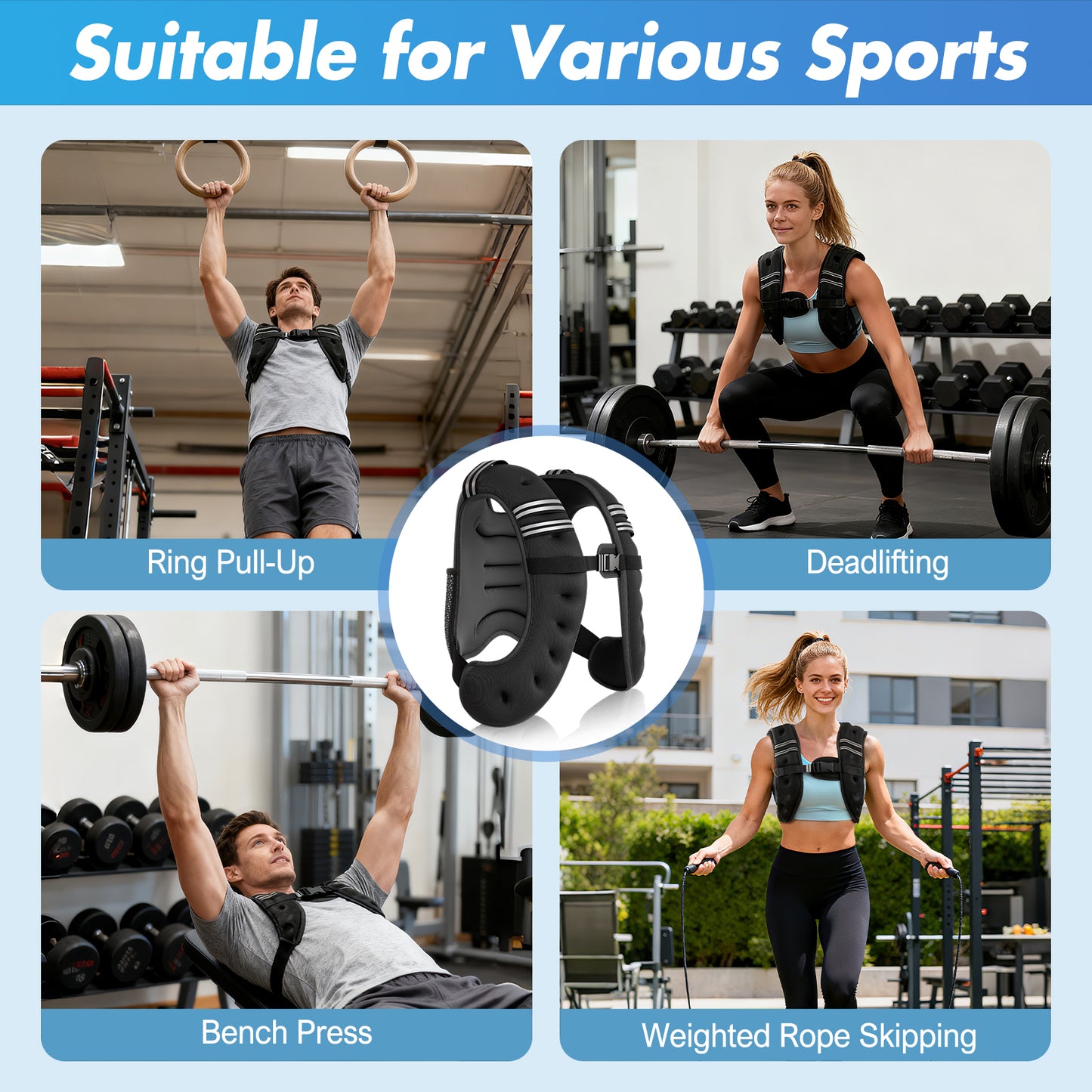 BAOKALER Weighted Vest for Fitness, 6lb with Reflective Strips, Ideal for Men & Women, Strength Training, Running, Muscle Building & Weight Loss
