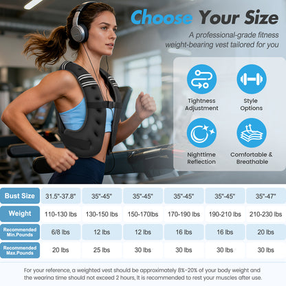 BAOKALER Weighted Vest for Fitness, 6lb with Reflective Strips, Ideal for Men & Women, Strength Training, Running, Muscle Building & Weight Loss