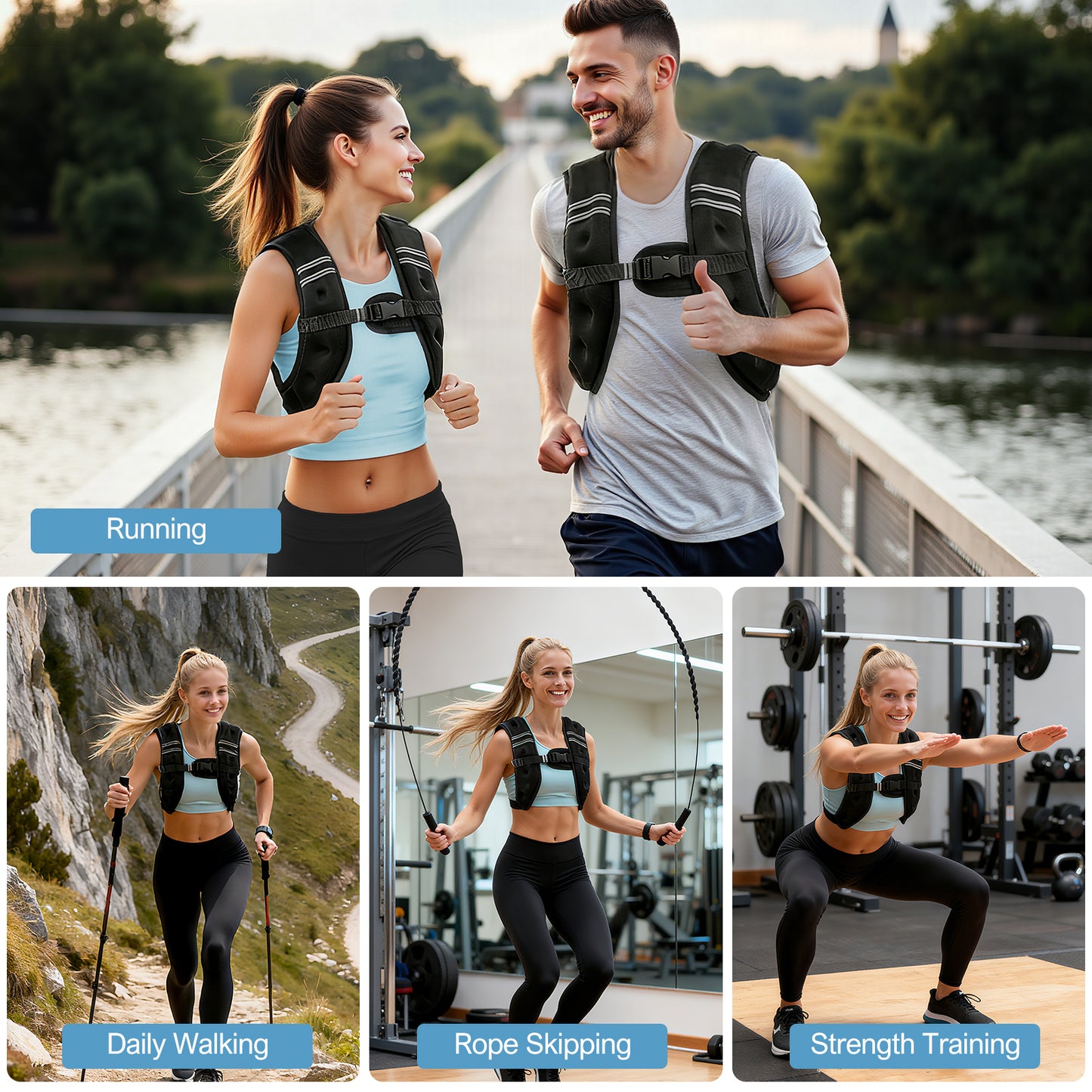 BAOKALER Weighted Vest for Fitness, 6lb with Reflective Strips, Ideal for Men & Women, Strength Training, Running, Muscle Building & Weight Loss