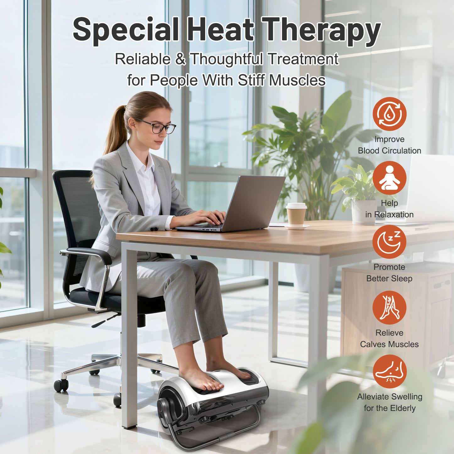 BAOKALER Foot Massager with Heat Therapy, Deep Kneading Foot and Calf Massager with Adjustable Compression, Relaxing Shiatsu Foot Massager for Ankle/Leg Care, Perfect Gift for Lovers, White