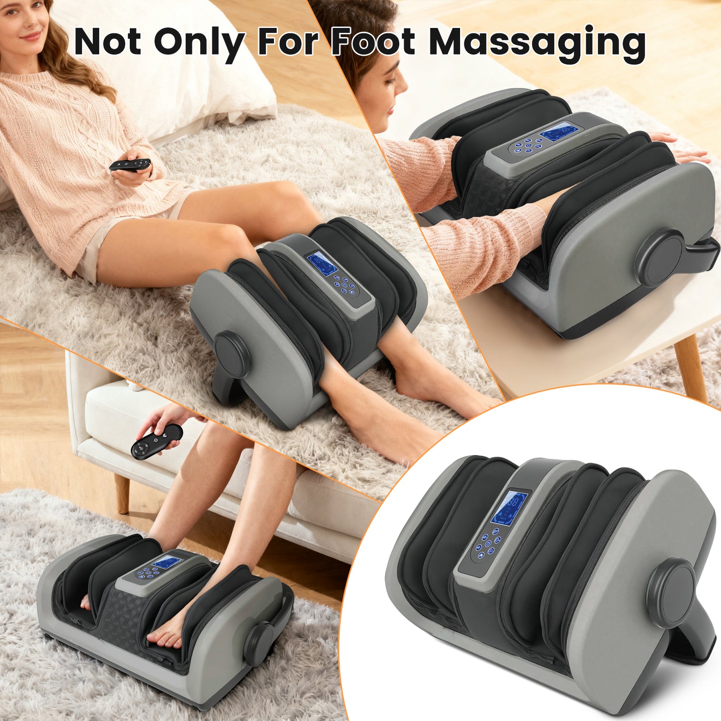BAOKALER Shiatsu Foot Massager with Heat, Deep Kneading Foot and Calf Massager with Vibration Compression, Electric Leg Massager Machine for Circulation and Pain Relief, Gift for Elder, Black