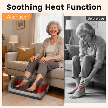BAOKALER Shiatsu Foot Massager with Heat, Deep Kneading Foot and Calf Massager with Vibration Compression, Electric Leg Massager Machine for Circulation and Pain Relief, Gift for Elder, Black