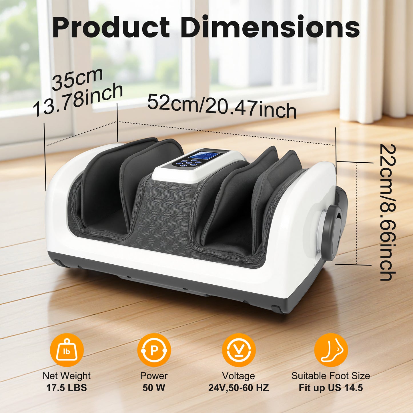 BAOKALER Shiatsu Foot Massager, Foot and Calf Massager with Heat, Air Compression Massage Machine for Circulation, Gifts for Mom Dad Elders, Home Office Use, White