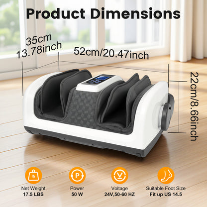 BAOKALER Shiatsu Foot Massager, Foot and Calf Massager with Heat, Air Compression Massage Machine for Circulation, Gifts for Mom Dad Elders, Home Office Use, White