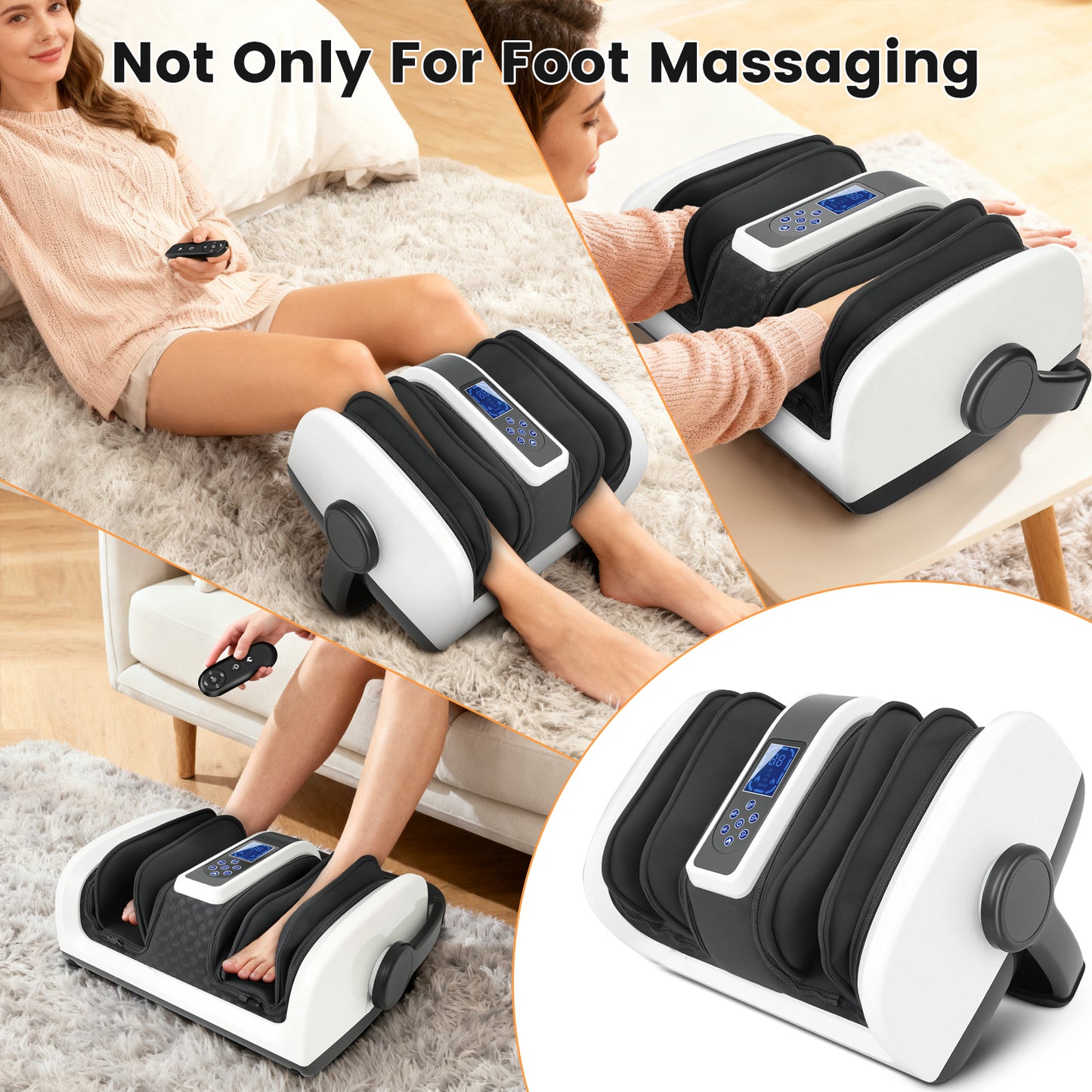 BAOKALER Shiatsu Foot Massager, Foot and Calf Massager with Heat, Air Compression Massage Machine for Circulation, Gifts for Mom Dad Elders, Home Office Use, White