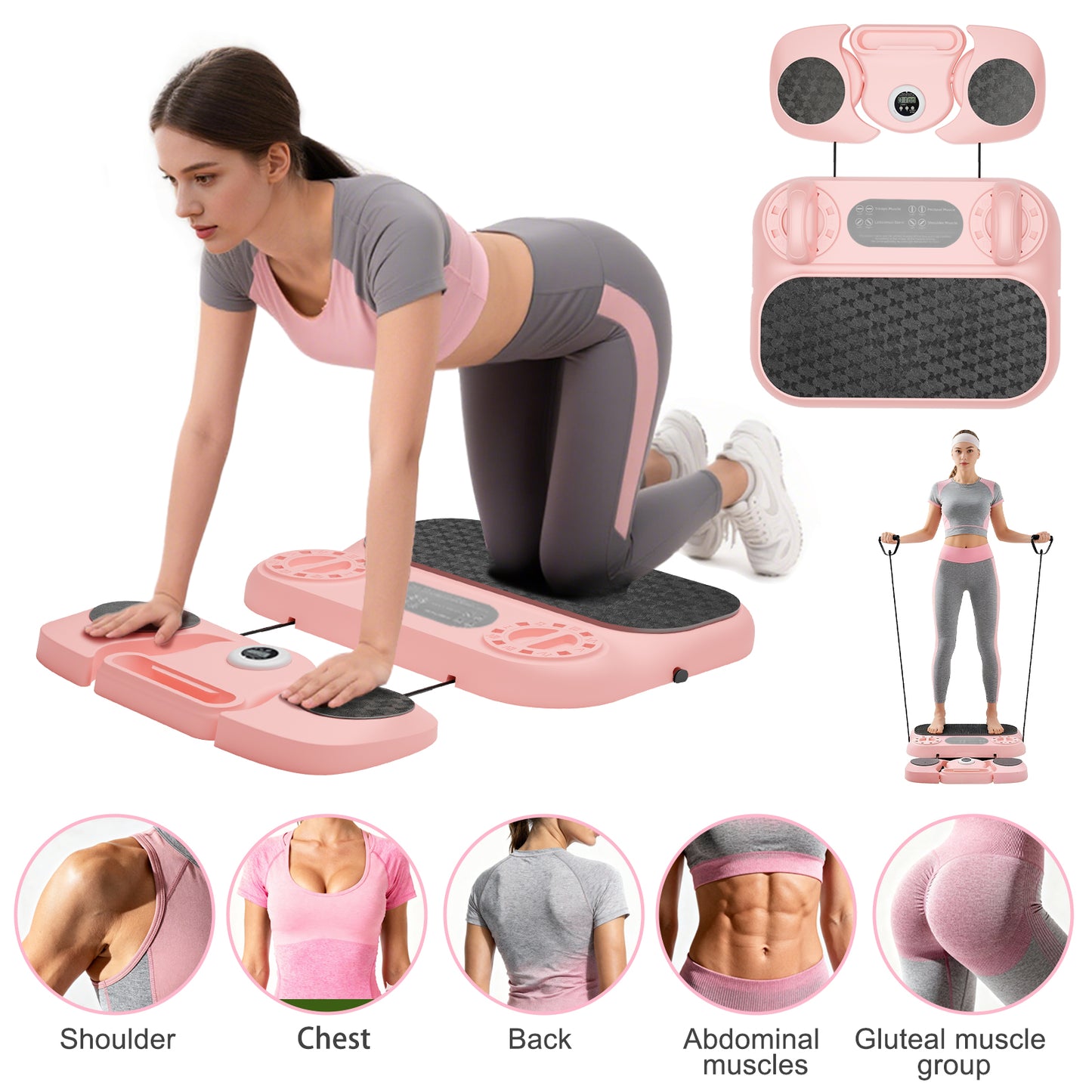 RICAN 6-in-1 Multifunctional Pilates Ab Board with Smart LED Digital Display, 550 lbs Capacity, for Core & Full Body Workout