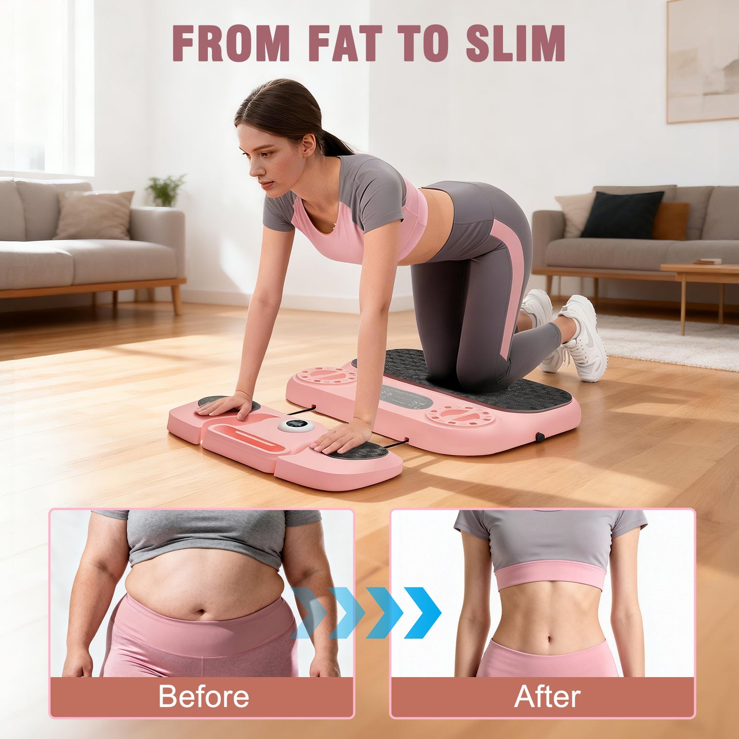 RICAN 6-in-1 Multifunctional Pilates Ab Board with Smart LED Digital Display, 550 lbs Capacity, for Core & Full Body Workout