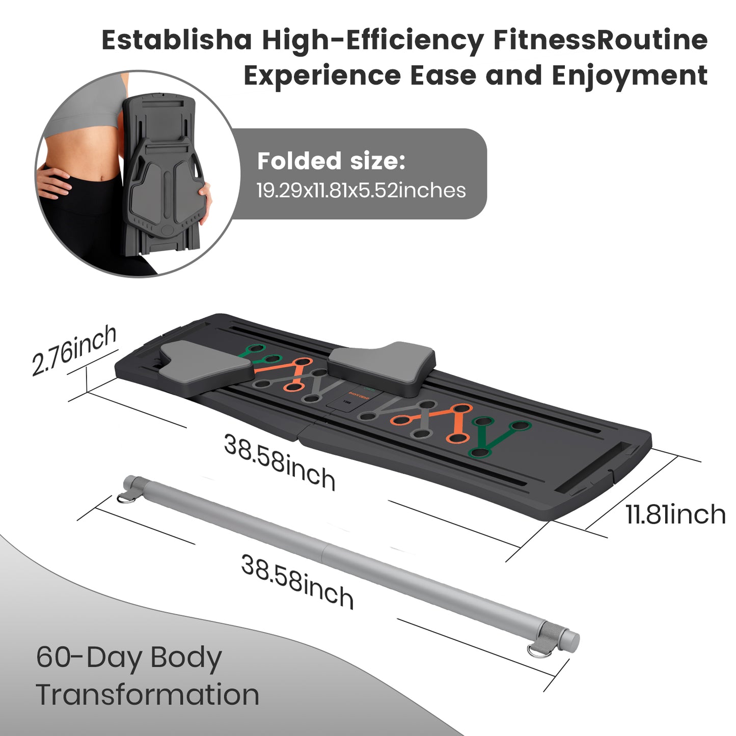 RICAN Pilates Board, Pilates Reformer for Core Strength Training, 7 in 1 Foldable Pilates Machine for Women Workout, Fitness, Exercise, Abs, Black