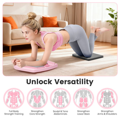 RICAN Pilates Board, Foldable Pilates Abdominal Board for Core Strength Training, Multi-Purpose 7 in 1 Pilates Reformer Machine for Women Workout, Exercise, Fitness, Abs, Pink