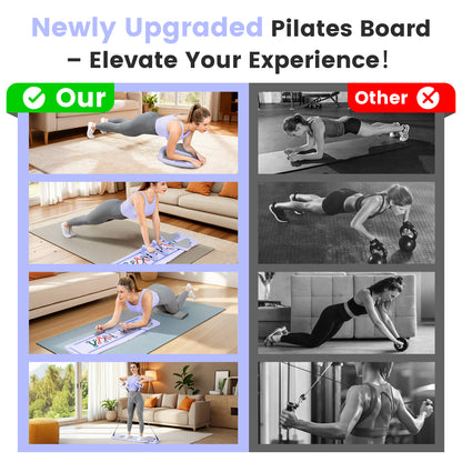 RICAN Pilates Board, Abdominal Board for Core Strength Training, Multi-Purpose 7 in 1 Foldable Pilates Reformer Machine for Women Workout, Fitness, Exercise, Abs, Purple