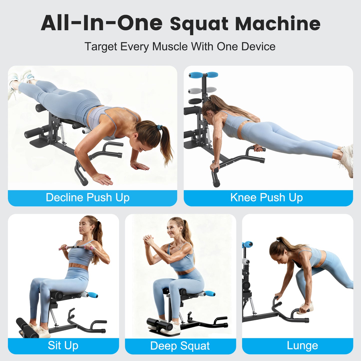 CATGOOD Deep Squat Machine for Women, Adjustable Glutes Trainer Machine, Core & Leg Exercise, Push Up Workout Equipment at Home Gym
