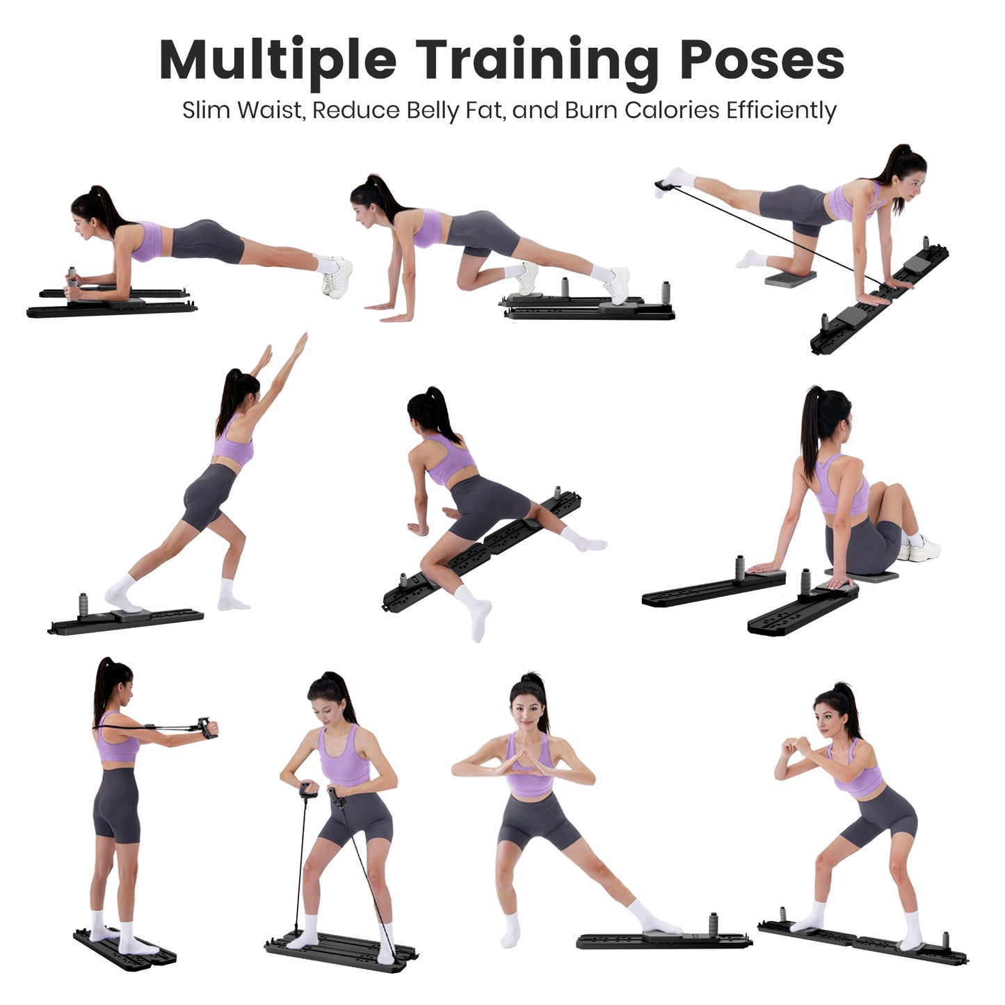 BAOKALER Pilates Board, Upgraded Pilates Reformer Equipment With Automatic Rebound, Core Training Ab Roller, Foldable Workout Machines - Full Body Workout Equipment, Home Pilates