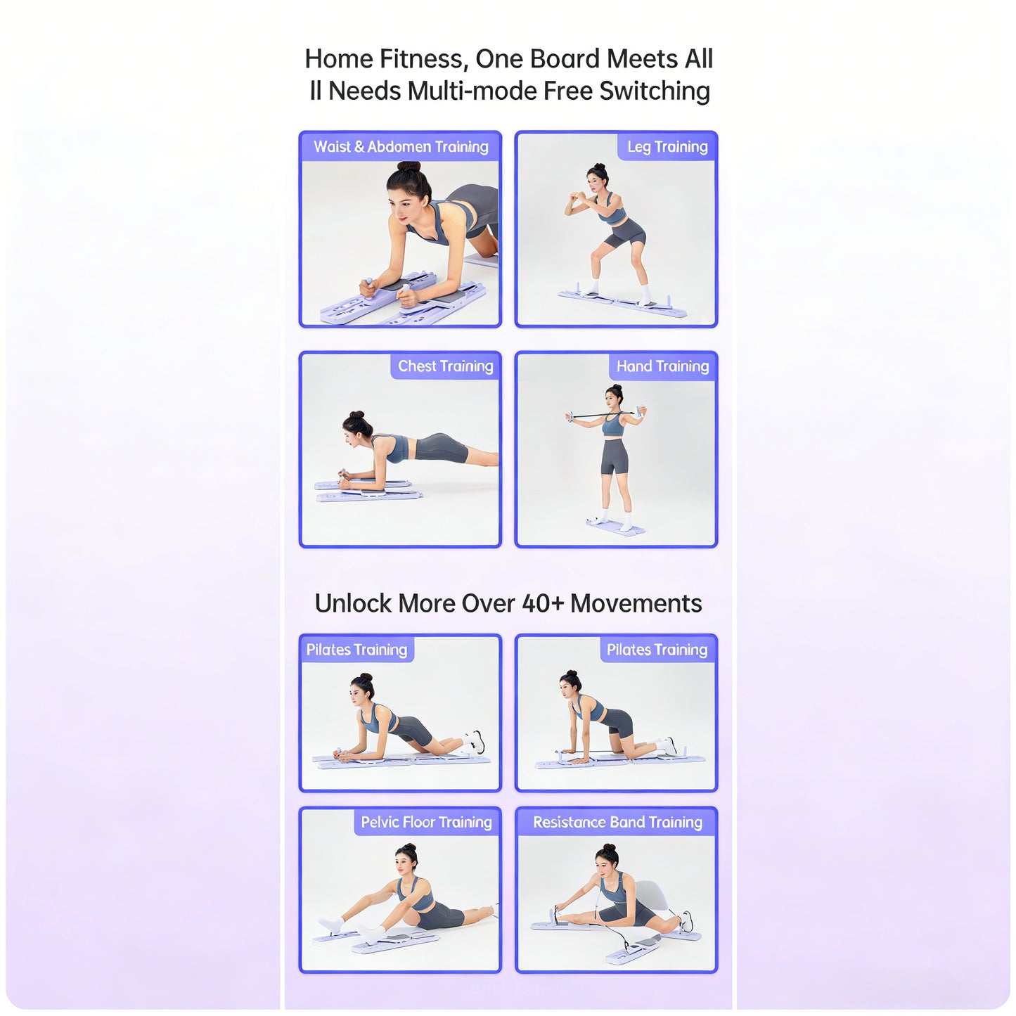 BAOKALER Pilates Board, Upgraded Pilates Reformer Equipment with Resistance Bands & Timer, Portable Ab Machine Push-Up Balance Board for Women Full Body Workout at Home Fitness