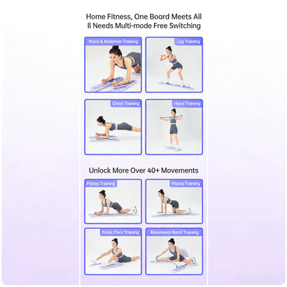 BAOKALER Pilates Board, Upgraded Pilates Reformer Equipment with Resistance Bands & Timer, Portable Ab Machine Push-Up Balance Board for Women Full Body Workout at Home Fitness