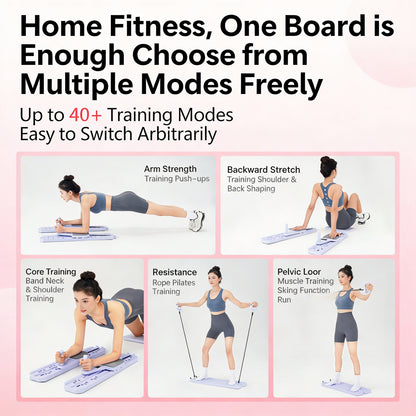 BAOKALER Pilates Board, Upgraded Pilates Reformer Equipment with Resistance Bands & Timer, Portable Ab Machine Push-Up Balance Board for Women Full Body Workout at Home Fitness