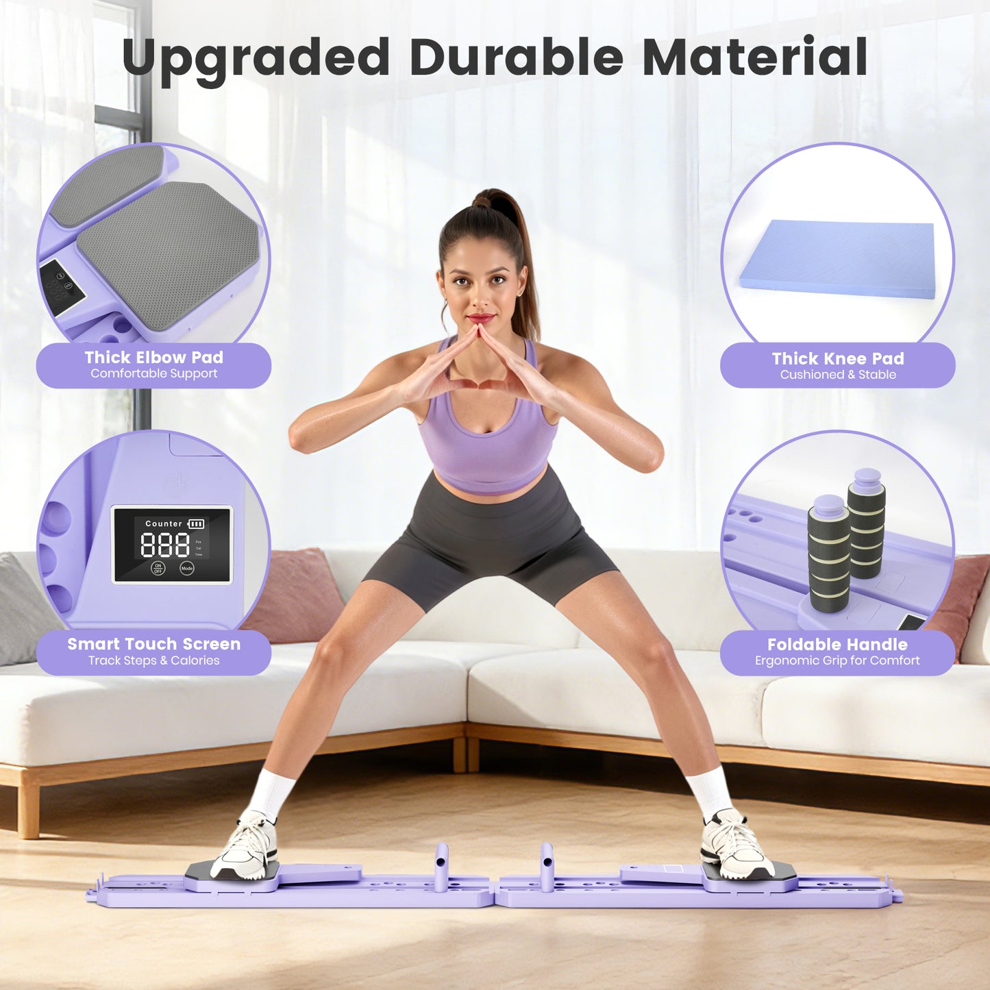 BAOKALER Pilates Board, Upgraded Pilates Reformer Equipment with Resistance Bands & Timer, Portable Ab Machine Push-Up Balance Board for Women Full Body Workout at Home Fitness