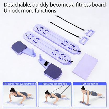 BAOKALER Pilates Board, Upgraded Pilates Reformer Equipment with Resistance Bands & Timer, Portable Ab Machine Push-Up Balance Board for Women Full Body Workout at Home Fitness