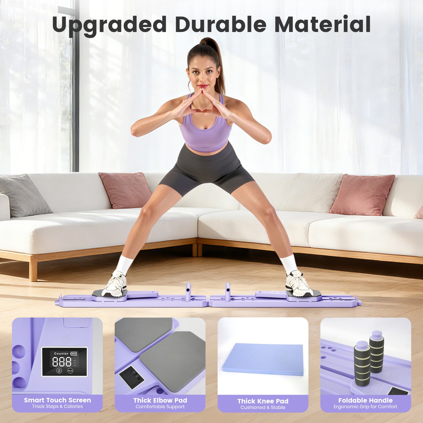 BAOKALER Pilates Board, Upgraded Pilates Reformer Equipment with Resistance Bands & Timer, Portable Ab Machine Push-Up Balance Board for Women Full Body Workout at Home Fitness